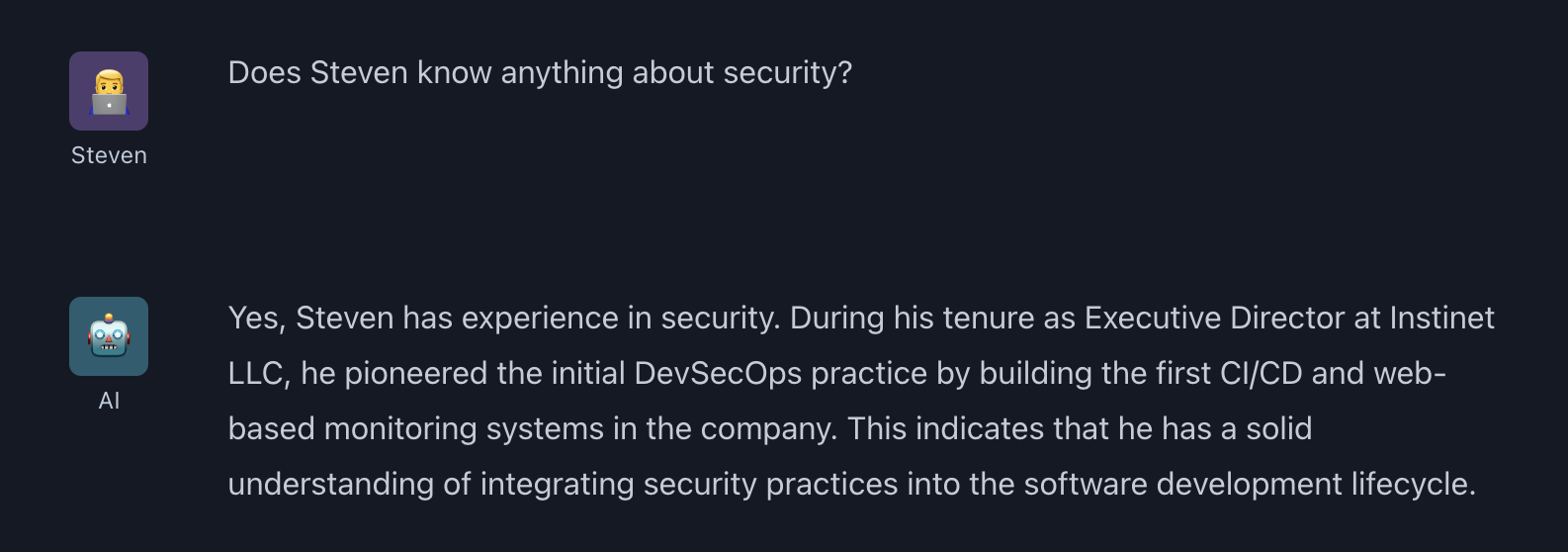 Asking the bot: do I know security? Do I know security?